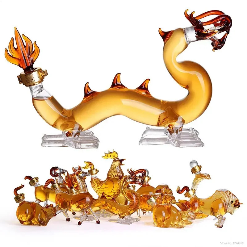 Chinese Zodiac Shaped Wine Bottle Lead-Free Glass Whiskey Decanter for Liquor Scotch Bourbon Barware Gift 150ml 240913
