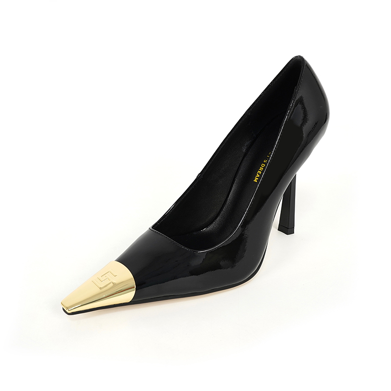 luxury High heels sandals Women's Shoes Black and Gold Wedding Dress Classics 9.5cm size 35-44
