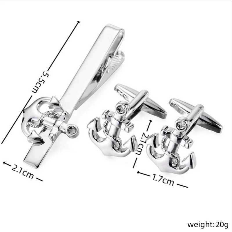 Classic mens shirt cufflinks tie clip set high-quality smooth boat anchor clip cufflinks button set accessories jewelry W240914