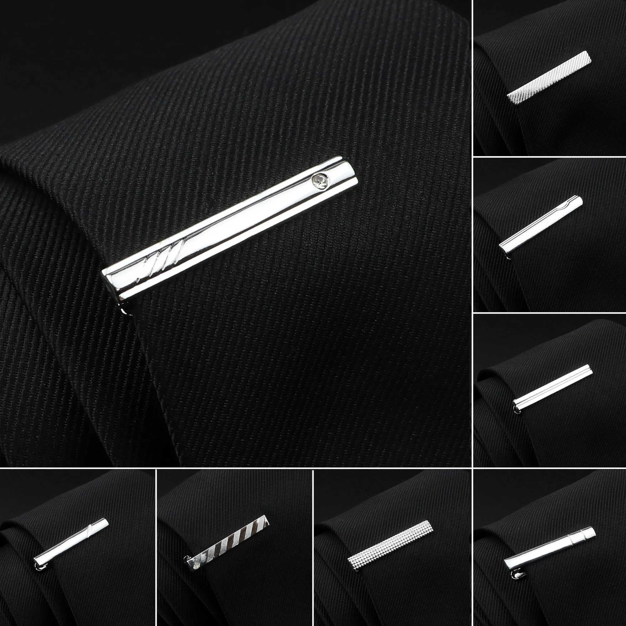 New tie clip mens bright chrome stainless steel metal necklace bar dress shirt tie pin for wedding tie clip mens accessories W240914