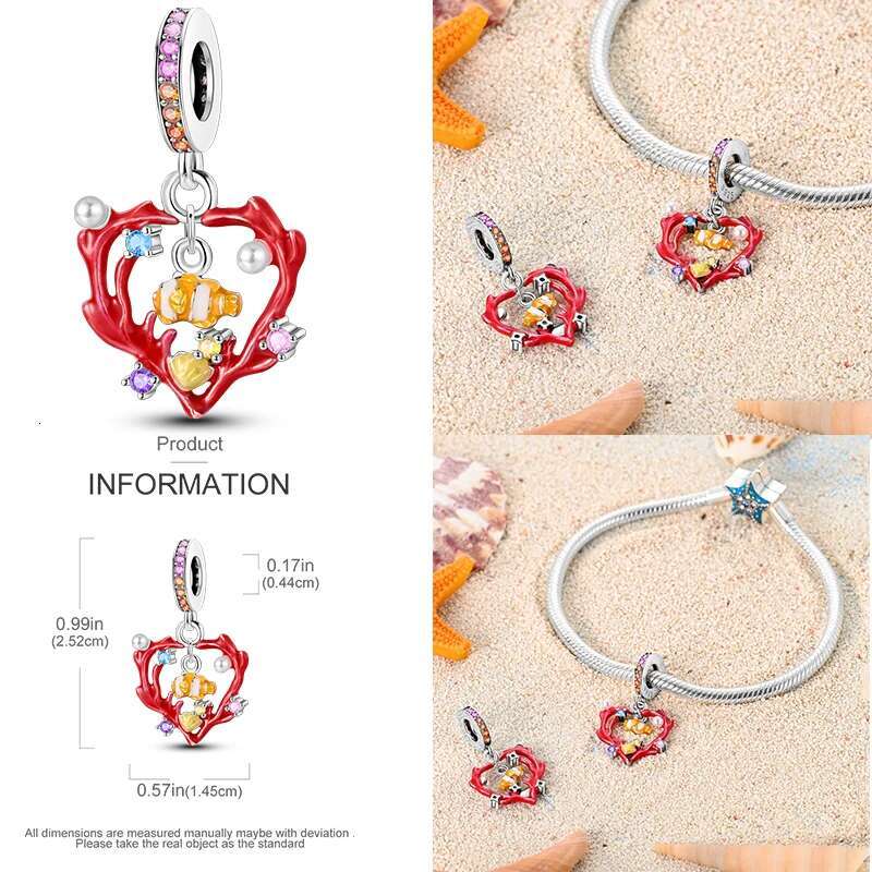 S925 Sterling Silver Avocado Seaweed Sea Turtle Slippers Seashells Camera Charms Pendants Fit Bracelets DIY Jewelry Gifts