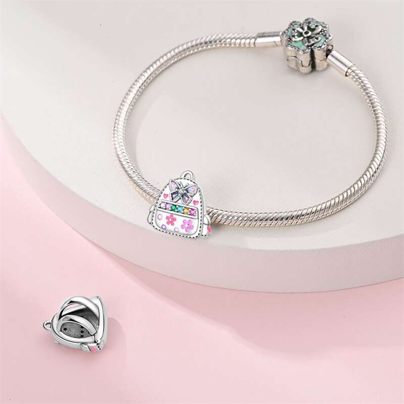 925 Sterling Silver Colorful Suitcase Bag Travel Charms Beads Fit Original Bracelets Fine DIY Anniversary Jewelry