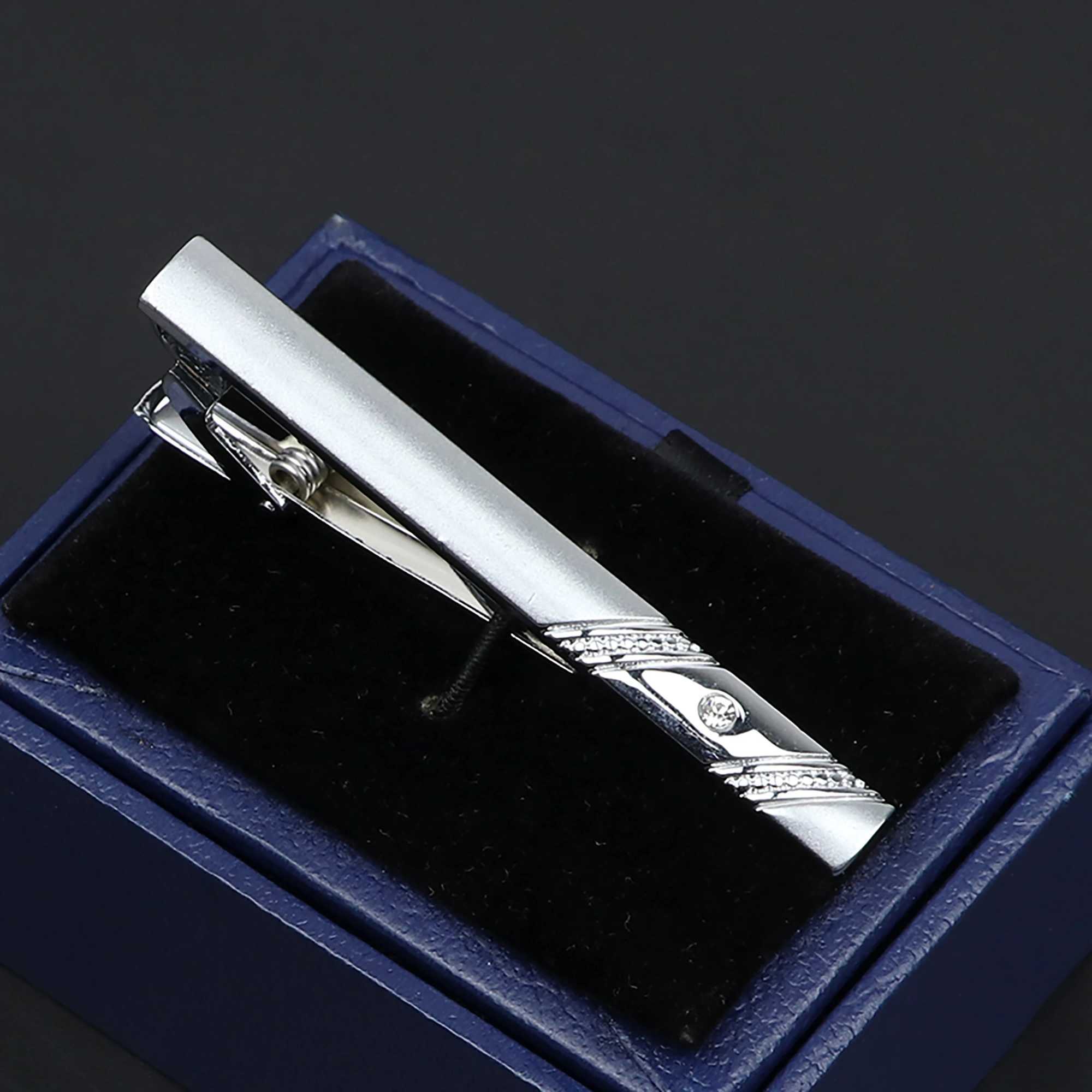 Mens metal tie clip silver bright chrome stainless steel jewelry tie buckle suitable for parties weddings business tie accessories W240914