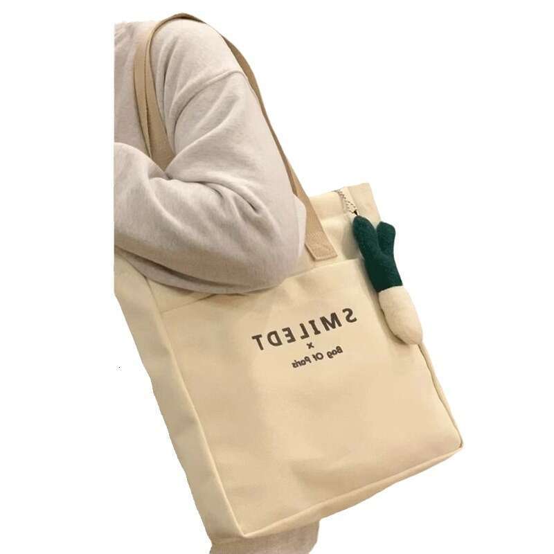 AMZZ College Student Classroom Canvas Women 2024 New Casual Versatile Shoulder With Large Capacity For Work And Commuting Tote Bag 65