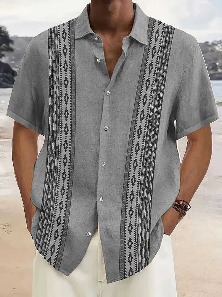 Summer Casual Daily Mens Shirt Beach Holiday Mens Short-sleeved Shirt Fashion Striped Printed Mens Short-sleeved T-shirt Z240914