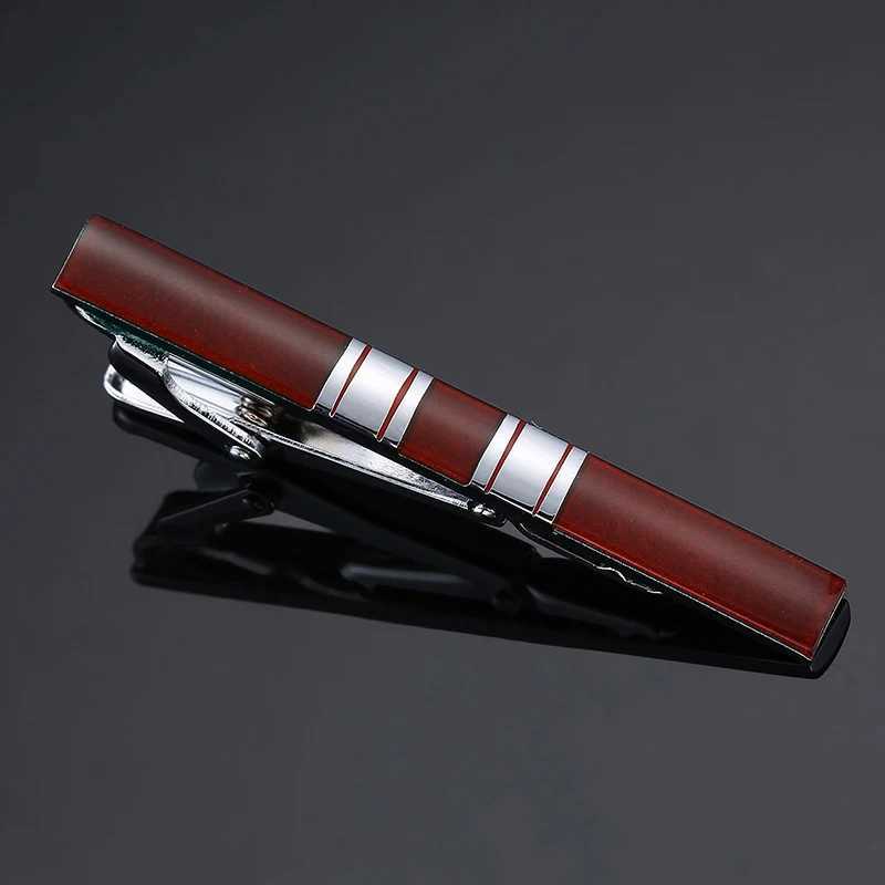 High quality mens and womens tie clips with square wine red enamel design metal tie accessories business jewelry gifts W240914