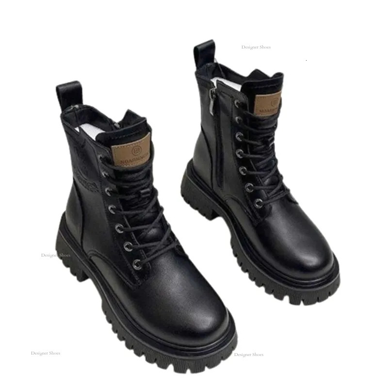 Retro Autumn/Winter New British Style Thick Bottom Zipper Lace Up Black Classic Anti Slip And Wear Resistant Short Boots Free Shipping