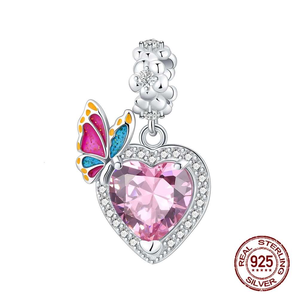 925 2024 Fashion Sterling Silver Spring Colorful Butterfly wers Charms Beads Fit Original Bracelets Fine DIY Jewelry