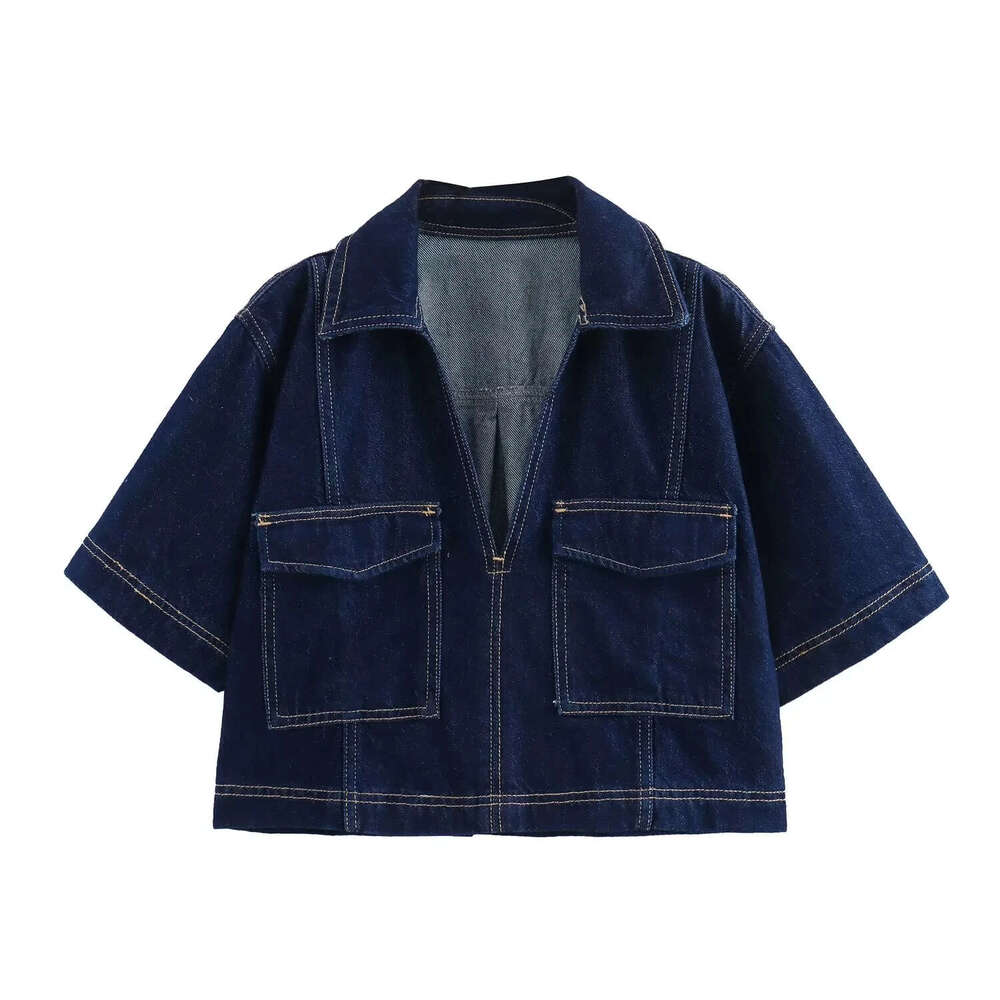 Women Pamas Denim Jacket Mini Set Summer Loose Sleepwear Short Sleeve Tops High Waist Skirt 2 Pcs Home Suit Outfits