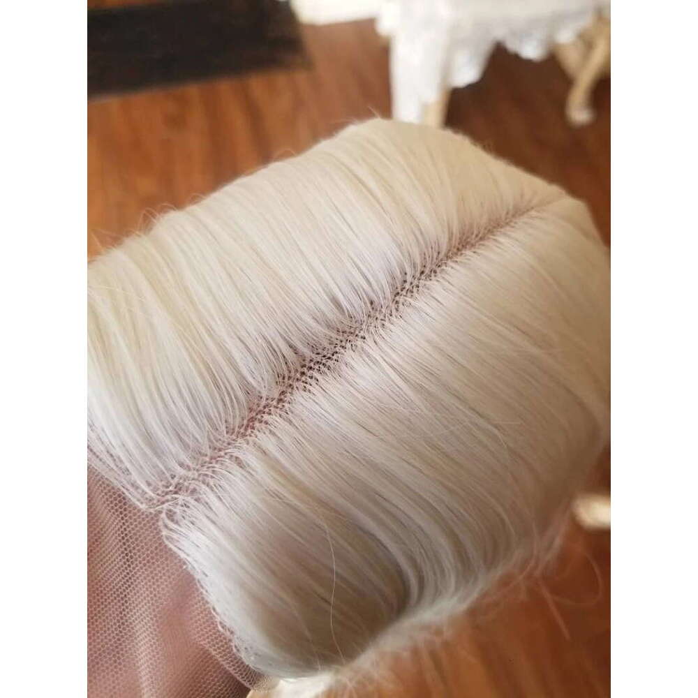 White Blonde Synthetic Natural Straight Platinum Lace Front Wig 13X4 Heat Resistant Fiber