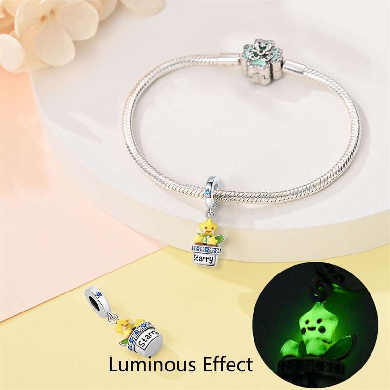925 Sterling Silver Luminous Star Cute Animal Charms wers Plants Beads Fit Original Bracelets DIY Jewelry