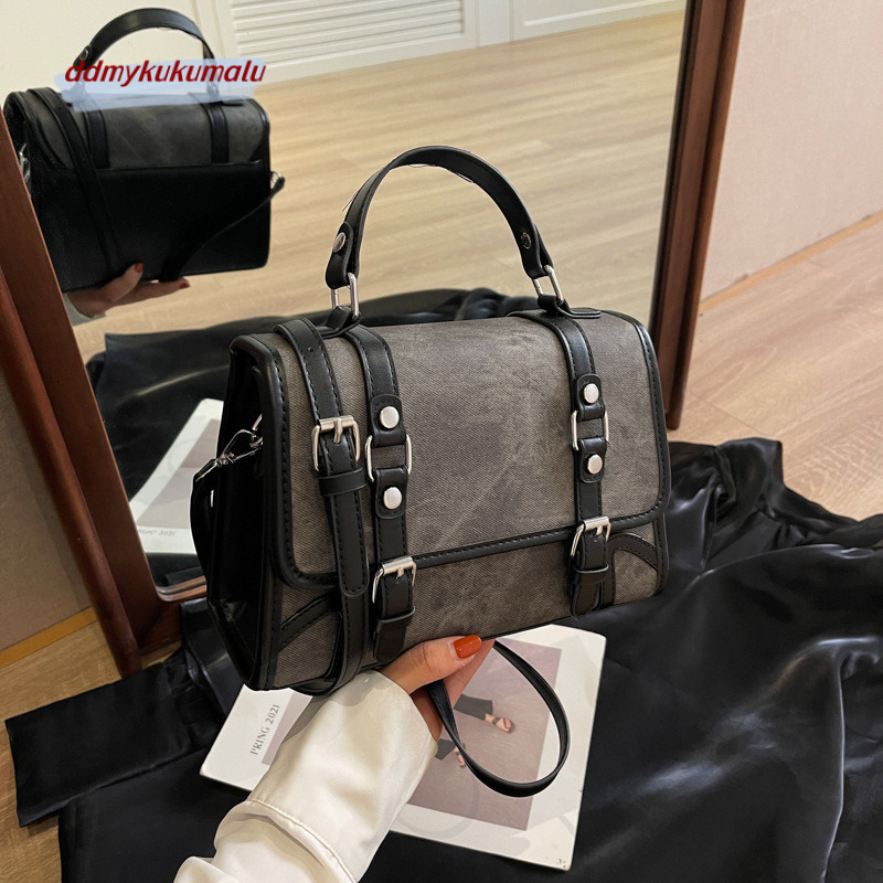 Fashionable frosted British small square 2023 autumn and winter new style versatile women's crossbody bag H7.16#36 ddmykukumalu