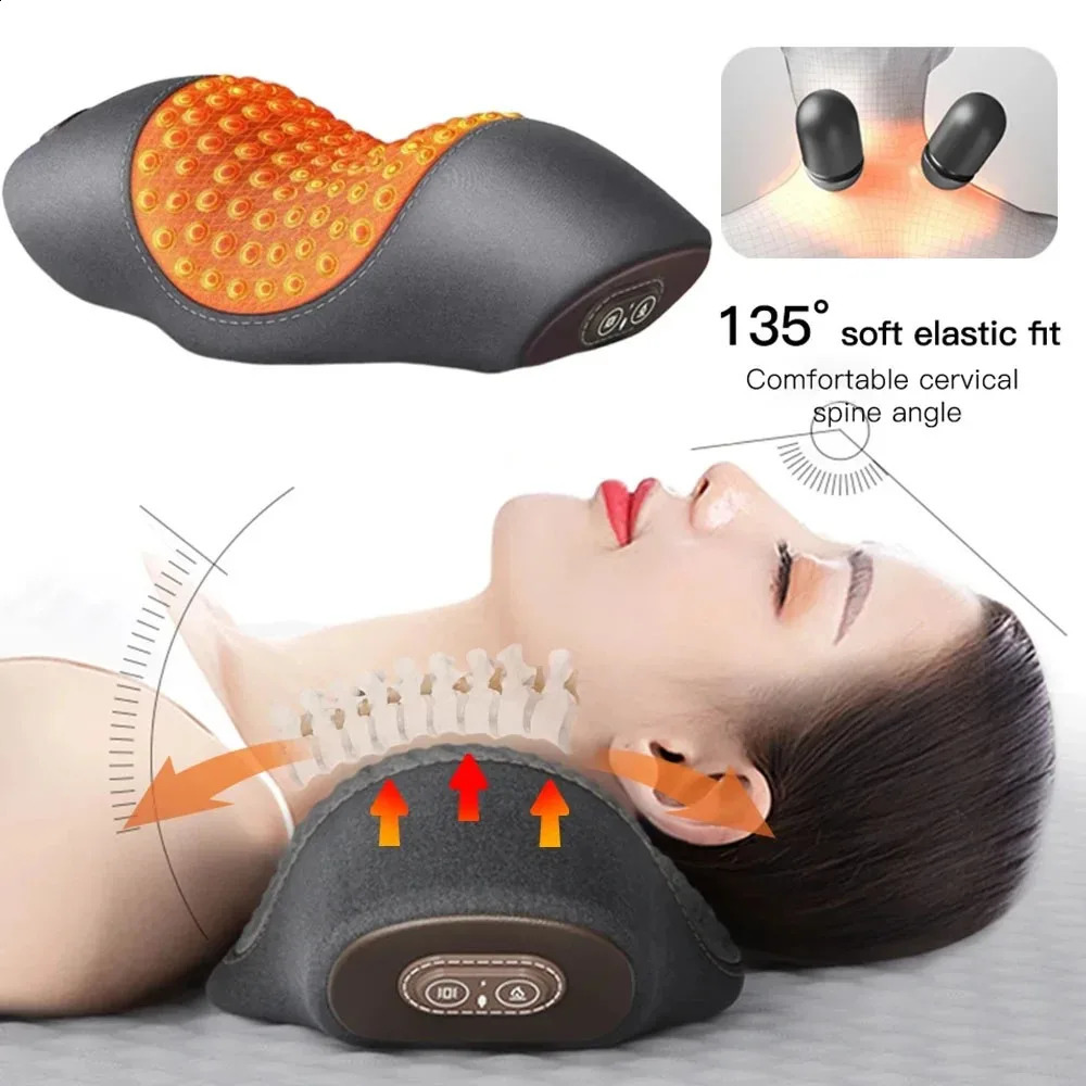 Electric massage pillow for heating and vibration neck massage to relieve muscle tension protect Cervical spine and help solve sleep problems 240914
