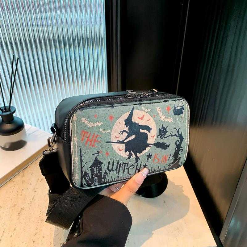 CMM Trendy Halloween Printed Small Square Bag Niche Design Shoulder Bag Personalized Diagonal Cross Bag Womens Bag