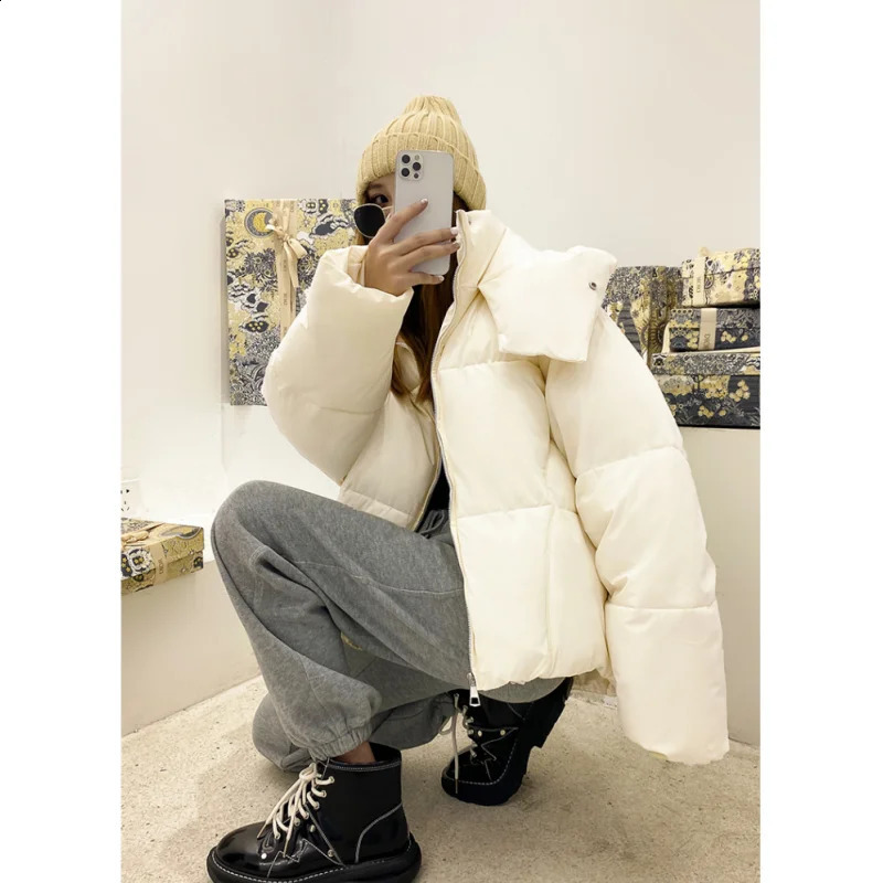Yellow Down Jacket Women Coat Black Hooded Fashion American Streetwear Y2K Style Duck Down Feather Female Winter Short Outwear 240914