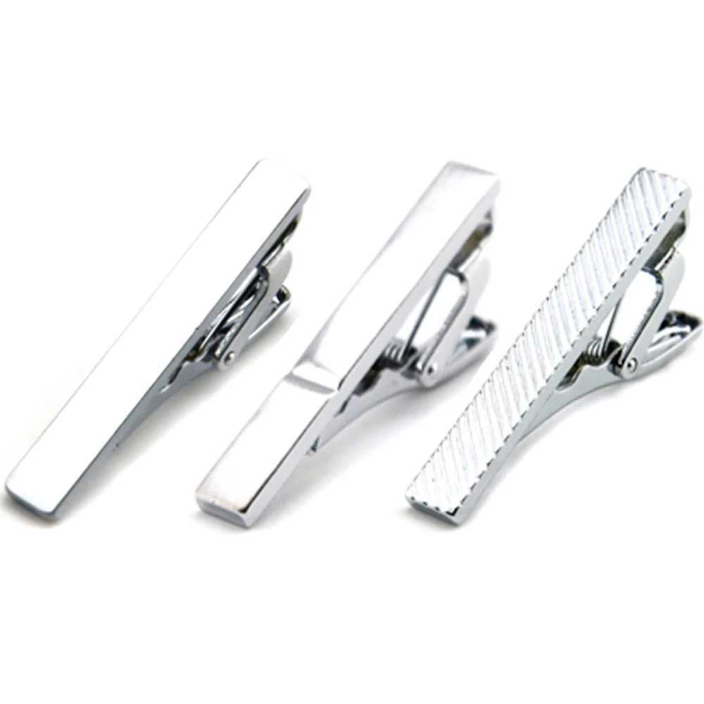 3-Pack Mens 4CM Tight Tie Clip Silver Stainless Steel Neck Buckle Pin BWTZF0022A W240914