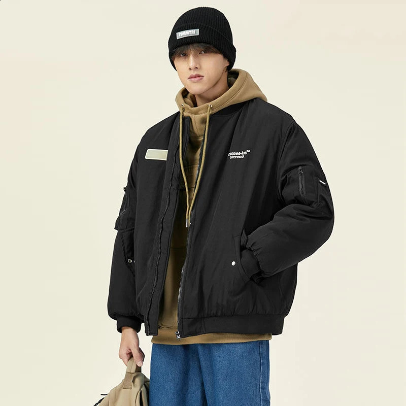 Men Bomber Jacket Y2k American Vintage High Street Zipper Coat Clothing Windbreaker Military Outerwear Hip Hop Baseball Jacket 240911