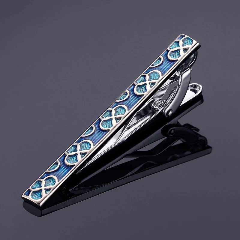 High quality mens tie clip classic blue clover metal clip shirt accessory wedding jewelry gift W240914