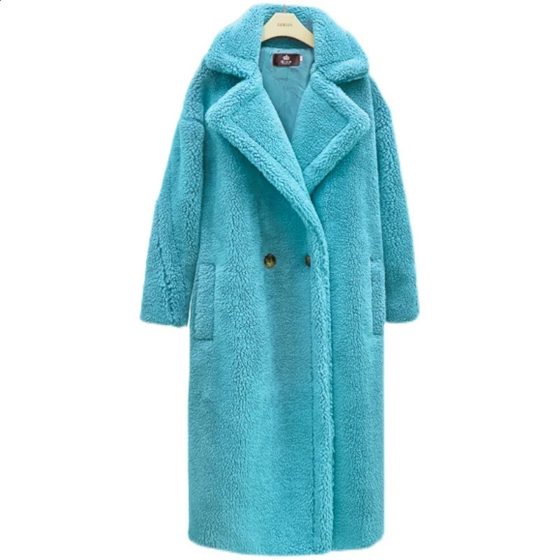 Winter Coat Women Wool Sheep Shearing Faux Fur Warm Coat Womens Medium Long Large Grain Lamb Wool Thick Teddy Bear Outwear 240911