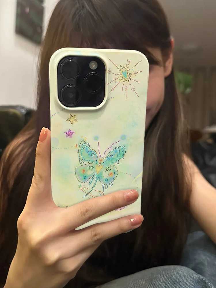 Cute Cartoon Butterfly Shockproof Case for iPhone 16 15 14 13 Pro Max Back Phone Cover for 12 11 Pro Plus 8 7 X XS XR Cover M240914
