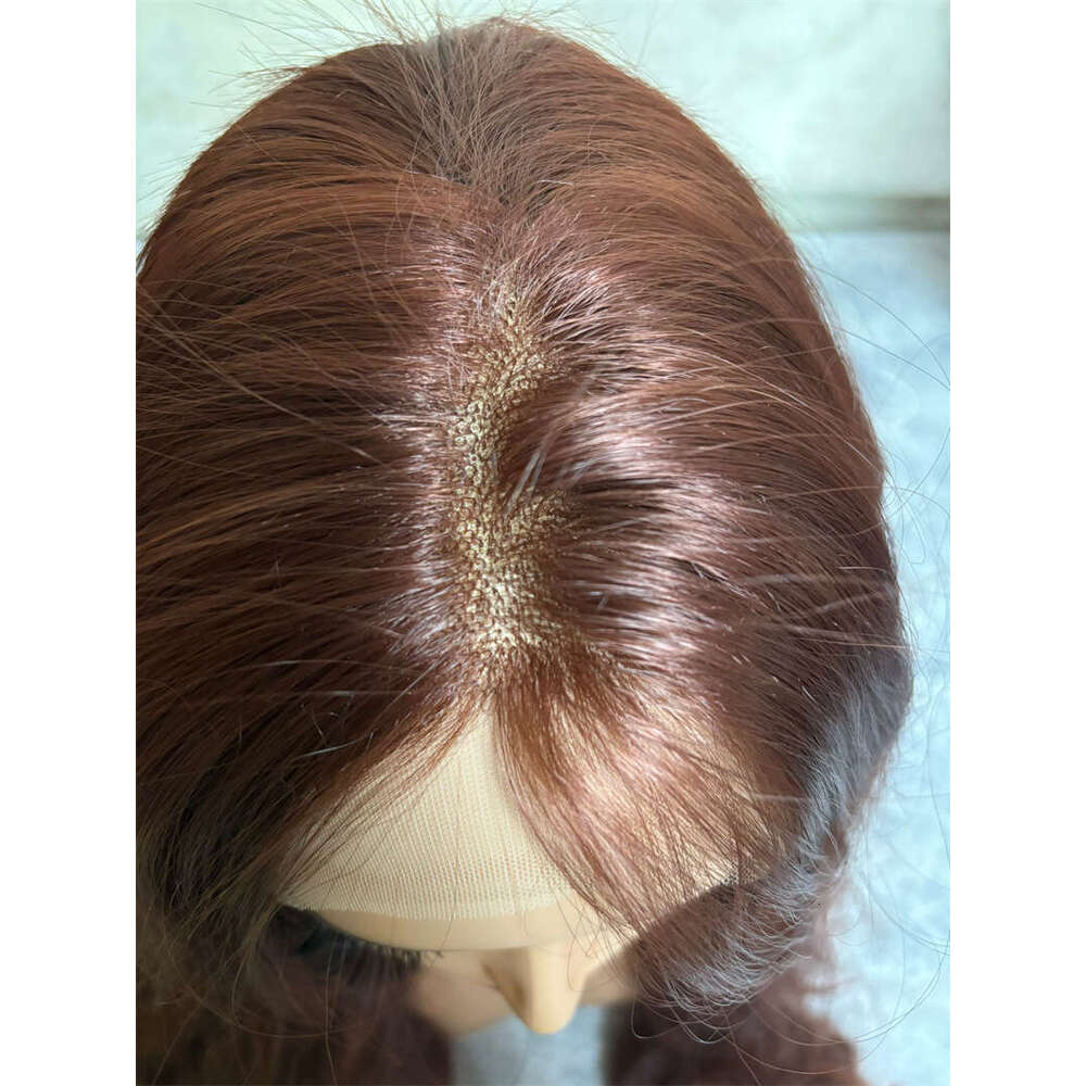 Copper Red Long Wavy Synthetic Front Wig Glueless Frontal Reddish Brown Hair Colored Lace Wigs For Women Party Cosplay