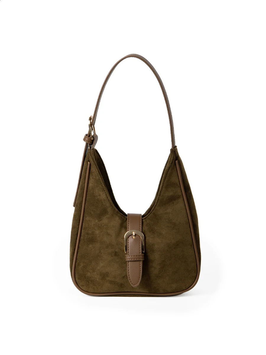 Fashion Korean Autumn Patchwork Shoulder Bags Ladies Faux Suede Underarm Bag Casual Street Tote Simple Vintage Handbags 240913