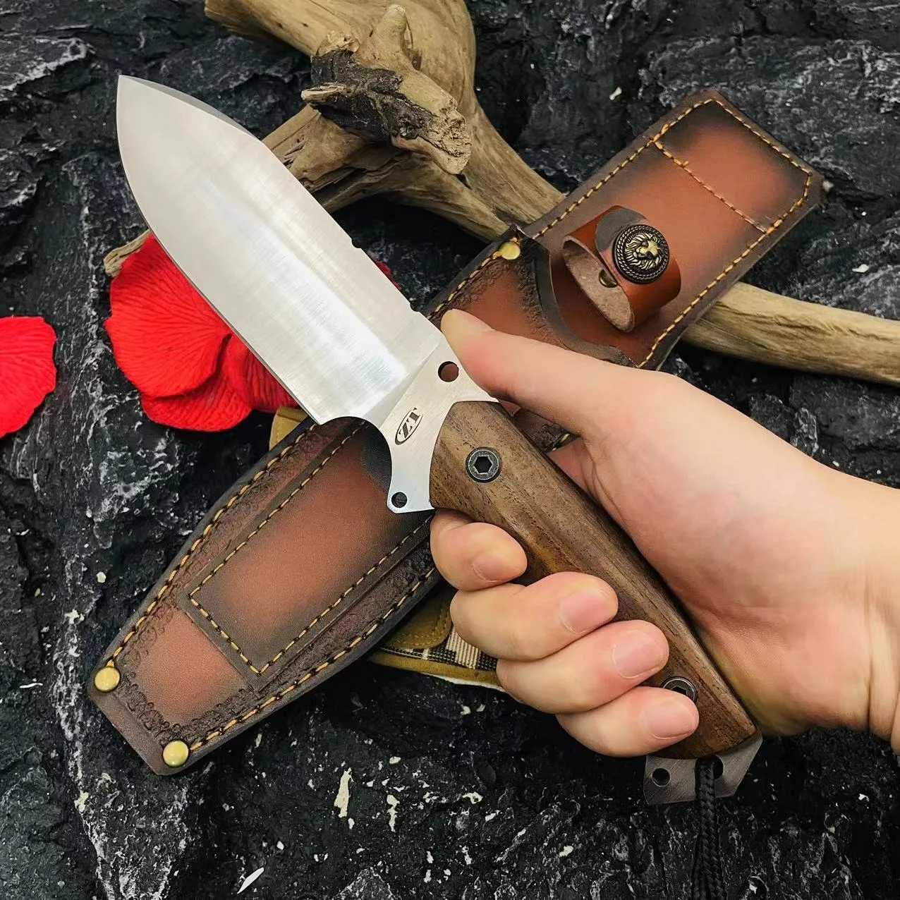 Multi-purpose outdoor thickened straight knife portable fixed blade knife with knife sleeve one keel camping collection gifts Y240914