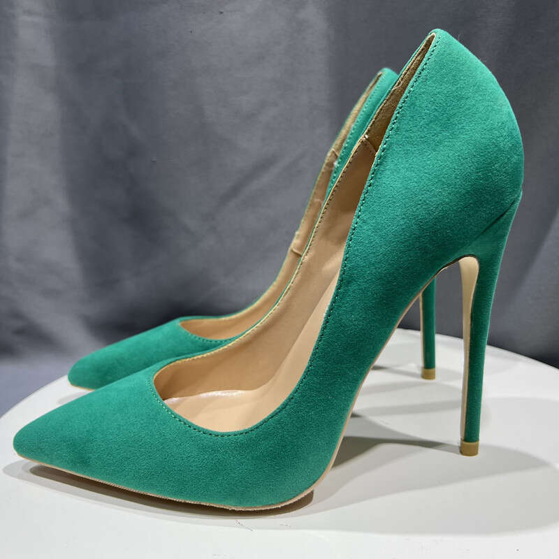 Basic Suede Pumps 2023 High Heel Brand Fashion For Women Sexy Pointed Toe 8Cm 10Cm 12Cm Wedding Shoes Size 43 44 45