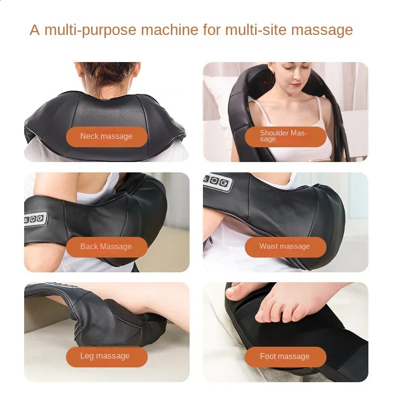 16 head black knee acupressure neck electric massager deep tissue shoulder massager home and car massager 240914