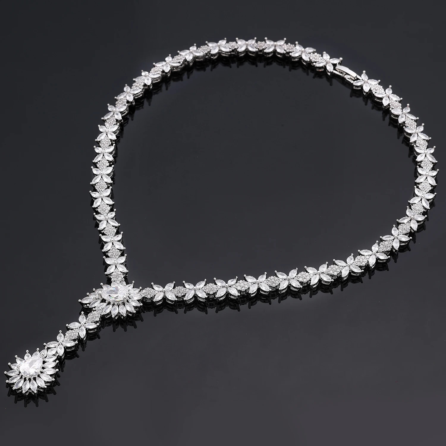 Fashion 4-piece Water Drop Necklace Womens Wedding Jewelry Set Zircon Crystal Dubai Bridal Jewelry Accessories Gift 240906