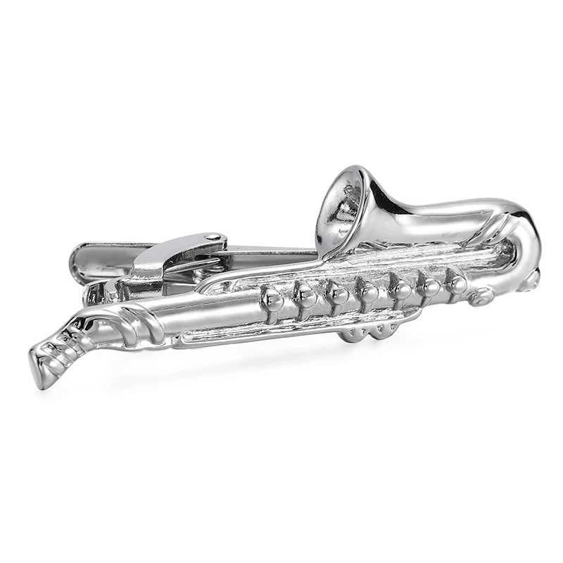 New copper material music tri color saxophone tie clip fashionable mens wedding tie clip clothing accessories wholesale W240914