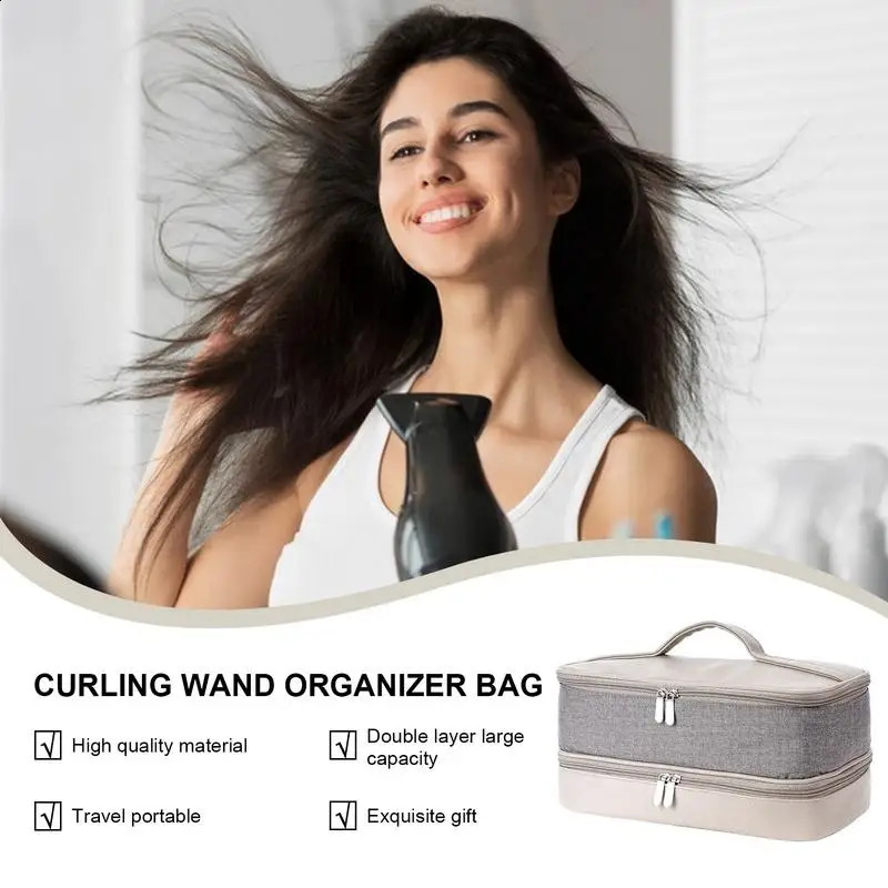 DoubleLayer Hair Bag Dryer Shark Flexstyle Accessories Tools Storage Makeup Travel Case Carrying 240903