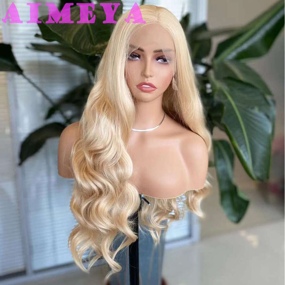 AIMEYA Long Body Wave Synthetic Natural Haire Lace Front Wig Daily Use Cospay Blonde Hair Heat Resistant