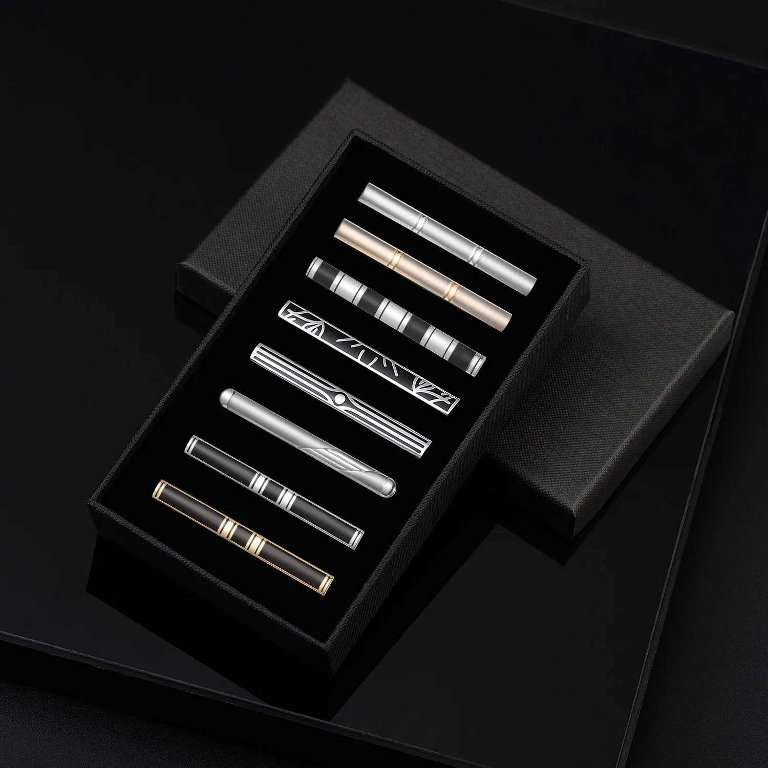 7/8 piece tie clip set with gift box wedding guest gift luxury mens jewelry business mens shirt cufflinks mens gift W240914