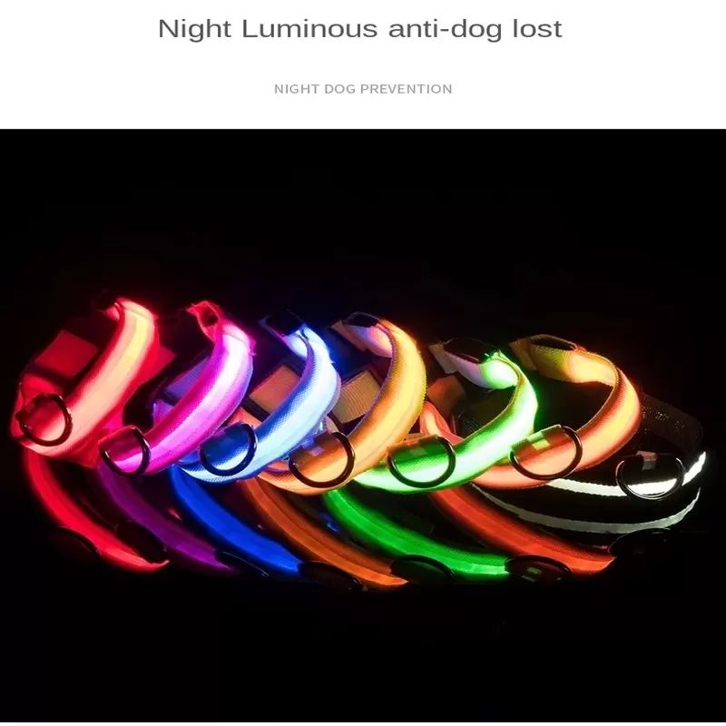 Dog Leashes Led Light Anti-Lost Collar For Dogs Puppies Night Luminous Supplies Pet Accessories USB Charging/Battery s