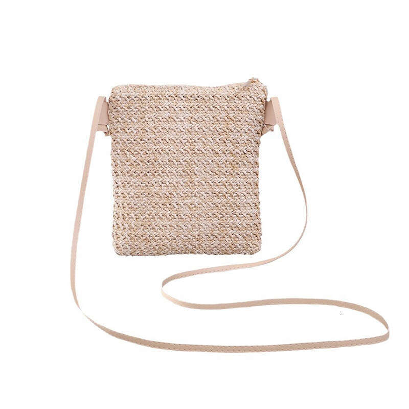 AMZZ Women's Summer New Solid Color Straw Japanese and Korean Ins Art Mobile Small Diagonal Cross Woven Bag