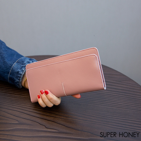 Ins minimalist ultra-thin long women's PU 2024 new style temperament buckle multi card soft leather wallet