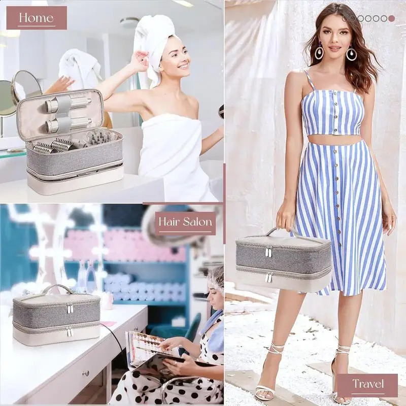 DoubleLayer Hair Bag Dryer Shark Flexstyle Accessories Tools Storage Makeup Travel Case Carrying 240903