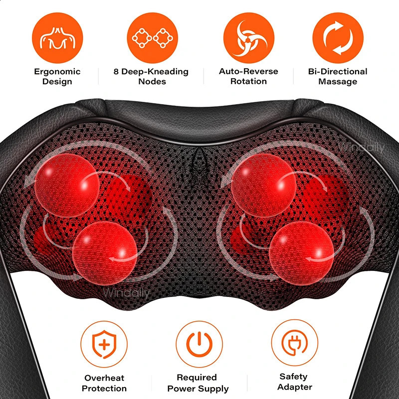 4D finger pressure neck and shoulder massager equipped with a electric back massager kneading and massaging pillow full body muscles household car 240