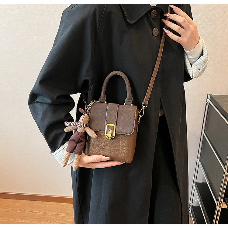 Retro Mini Handbag For Women Trendy PU TLXT Leather Square Purse Bag Colorblock Crossbody Mobile Phone Bag