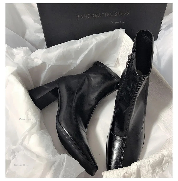 Trouser Autumn Women's Boots Korean Version Sexy Style Minimalist Style Chunky Heel Comfortable Triple Black Free Shipping