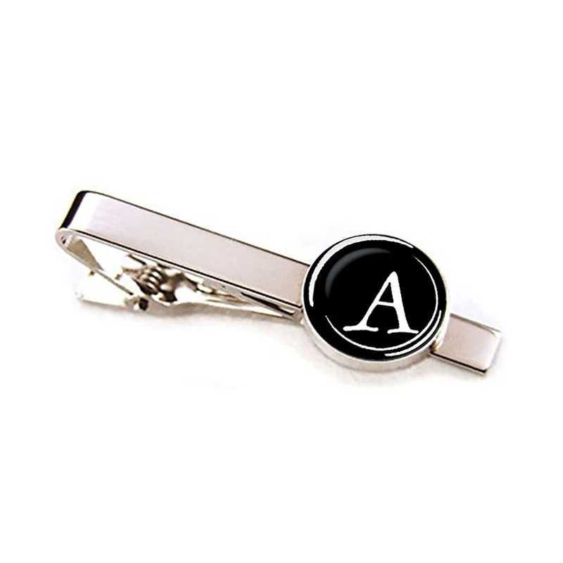 Mens Fashion 26 Letter Tie Clip Personalized Name Letter Jewelry Mens Necklace Clip Pin Set Accessories W240914