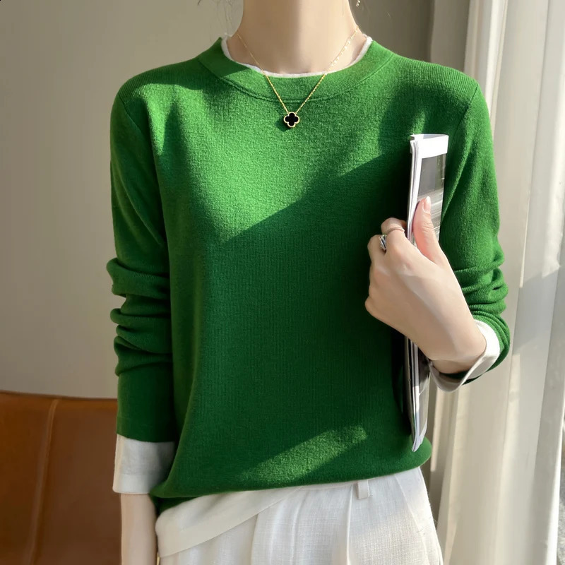 Knitted floral womens twopiece color blocked sports shirt loose fitting 240906