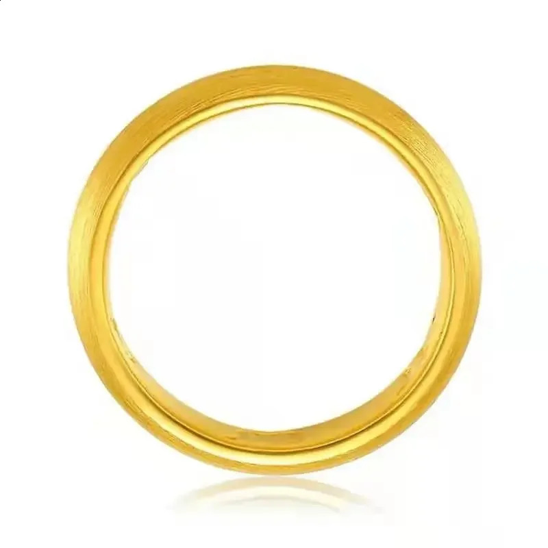 Fine gold AU999 six character ergonomic ring a true couple jewelry 24K pure closed mens and womens fashion 240912
