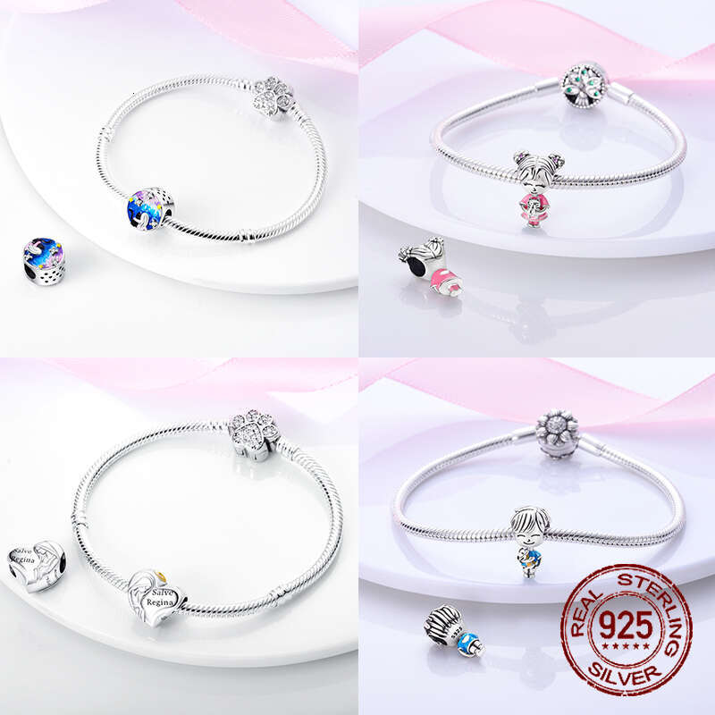 925 Sterling Silver boys and girls lovers pendant charms fit original bracelet charm beads necklace Diy female jewelry