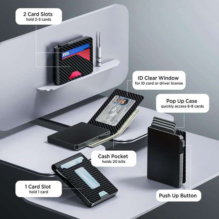 AMZZ Flip genuine leather soft carbon fiber zero wallet men's high-end feeling