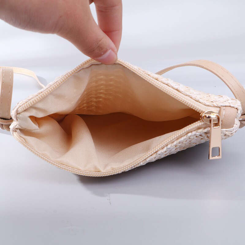 AMZZ Women's Summer New Solid Color Straw Japanese and Korean Ins Art Mobile Small Diagonal Cross Woven Bag