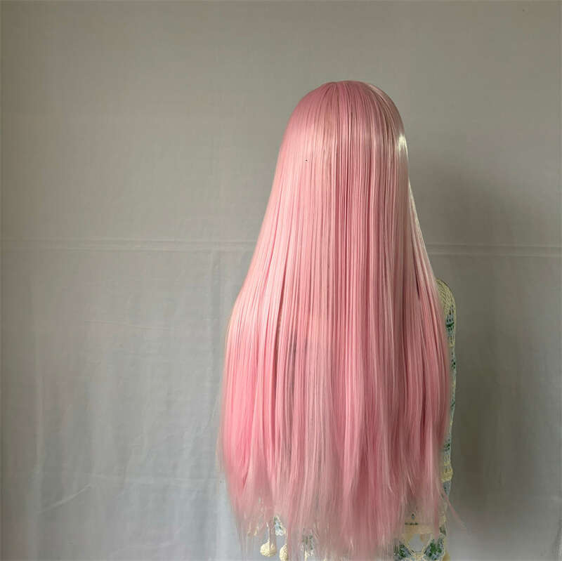 Synthetic 30 Inch Super Long Straight Hair HD Transparent Lace Wig Pink Blonde Cospaly Wigs For Woman