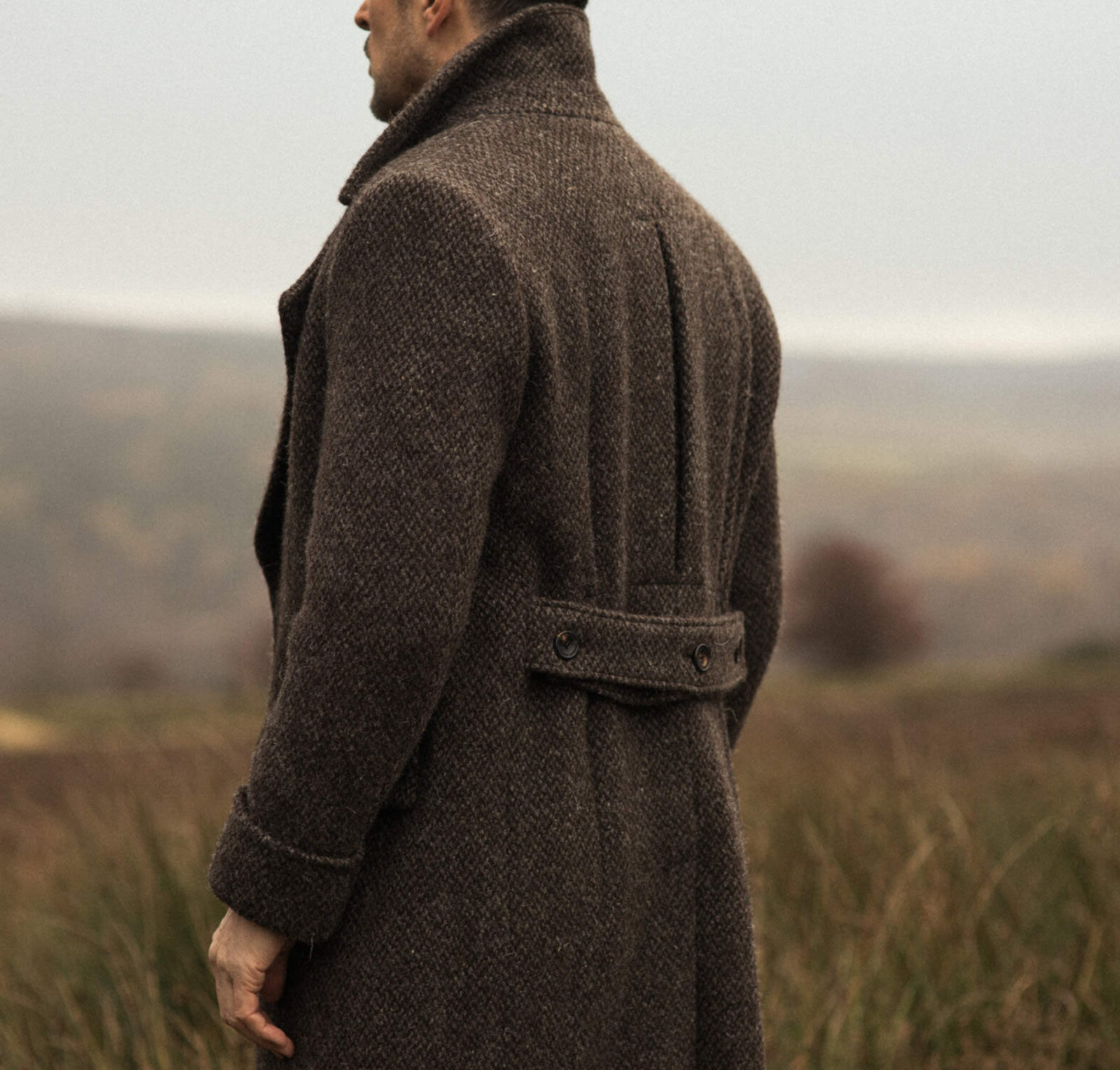 Vintage Men's Wool Blend Overcoat Peaked Lapel Tailored Jacket Blazer Coat Autumn Winter Harringbone Plus Size Windbreaker Custom Made