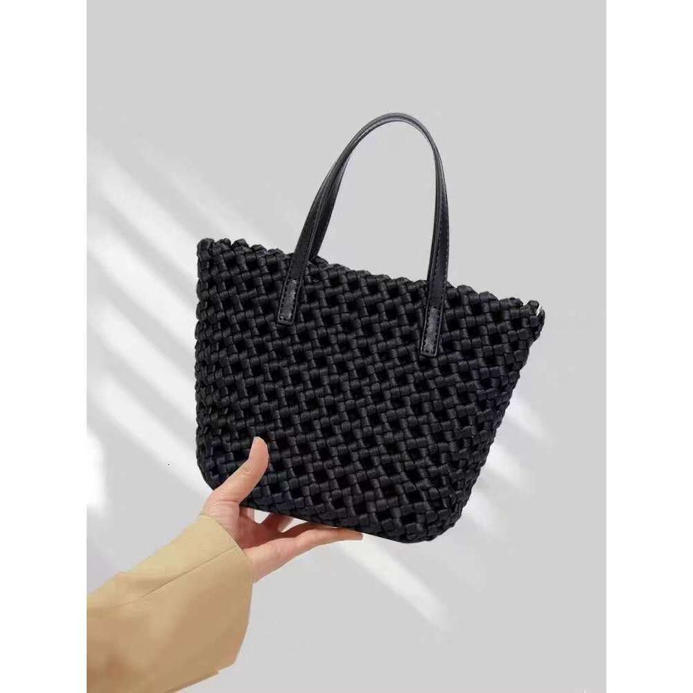 High Quality Hollow Out Woven Handmade Bucket Women's Handbag Female Shoulder Messenger Lady Purse Fashion Composite Bag